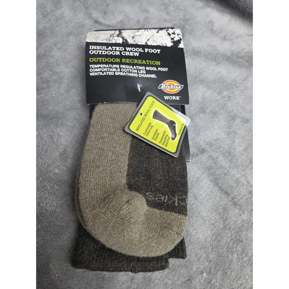 Dickies Insulated Wool Foot‎ Work Outdoor Crew Sock Brown Size 6-12
